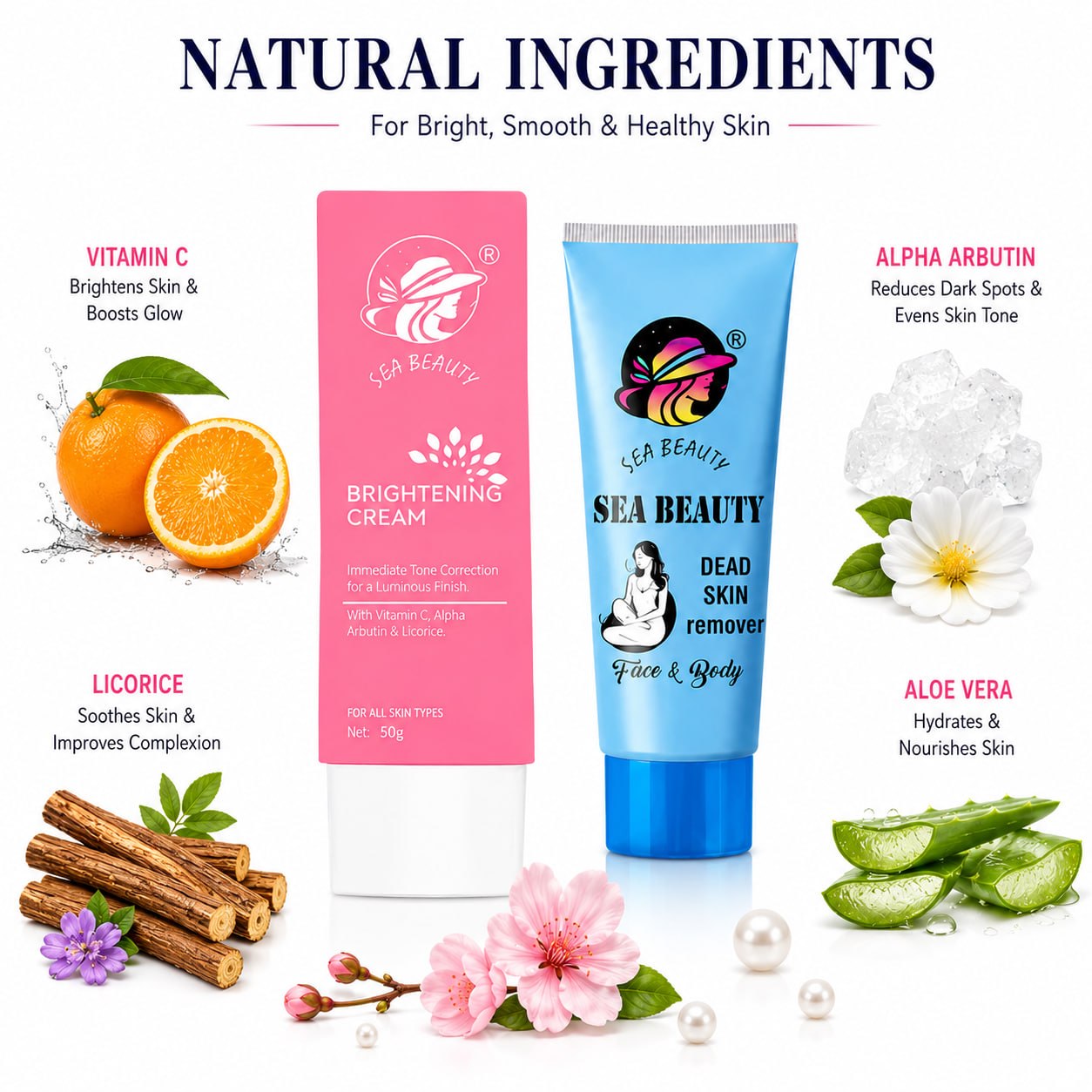 SEA BEAUTY COMBO OF 2PS (BRIGHTENING CREAM + DEAD SKIN REMOVER )