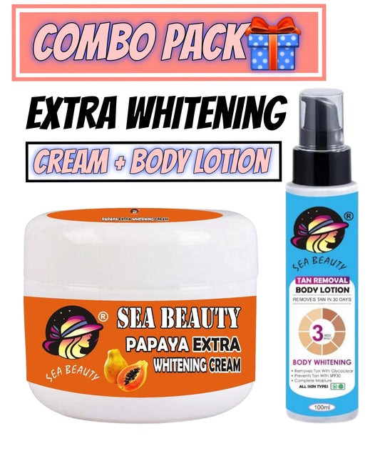 Sea beauty papaya whitening cream and whitening body lotion combo