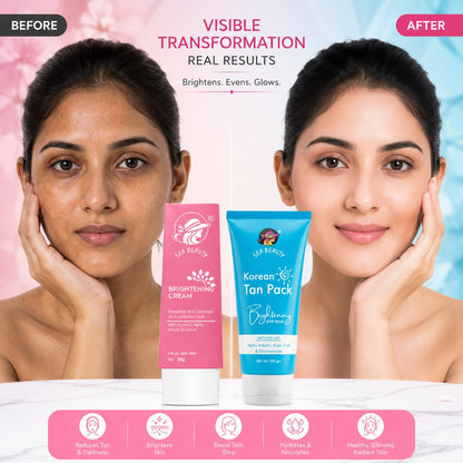 SEA BEAUTY COMBO OF 2 PS BRIGHTENING CREAM + KOREAN TAN PACK