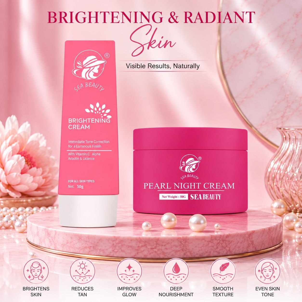 SEA BEAUTY COMBO OF 2PS (BRIGHTENING CREAM + NIGHT CREAM)