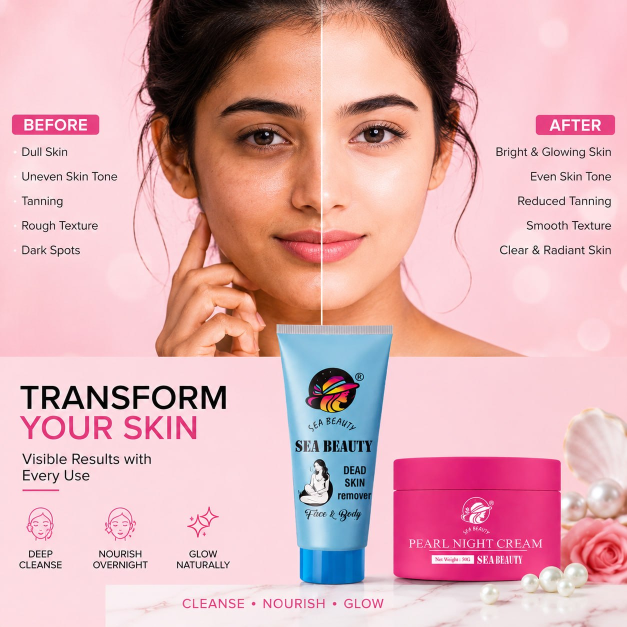 SEA BEAUTY COMBO OF 2PS(NIGHT CREAM + DEAD SKIN REMOVER )