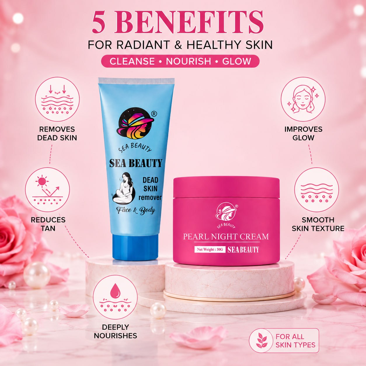SEA BEAUTY COMBO OF 2PS(NIGHT CREAM + DEAD SKIN REMOVER )