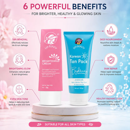 SEA BEAUTY COMBO OF 2 PS BRIGHTENING CREAM + KOREAN TAN PACK