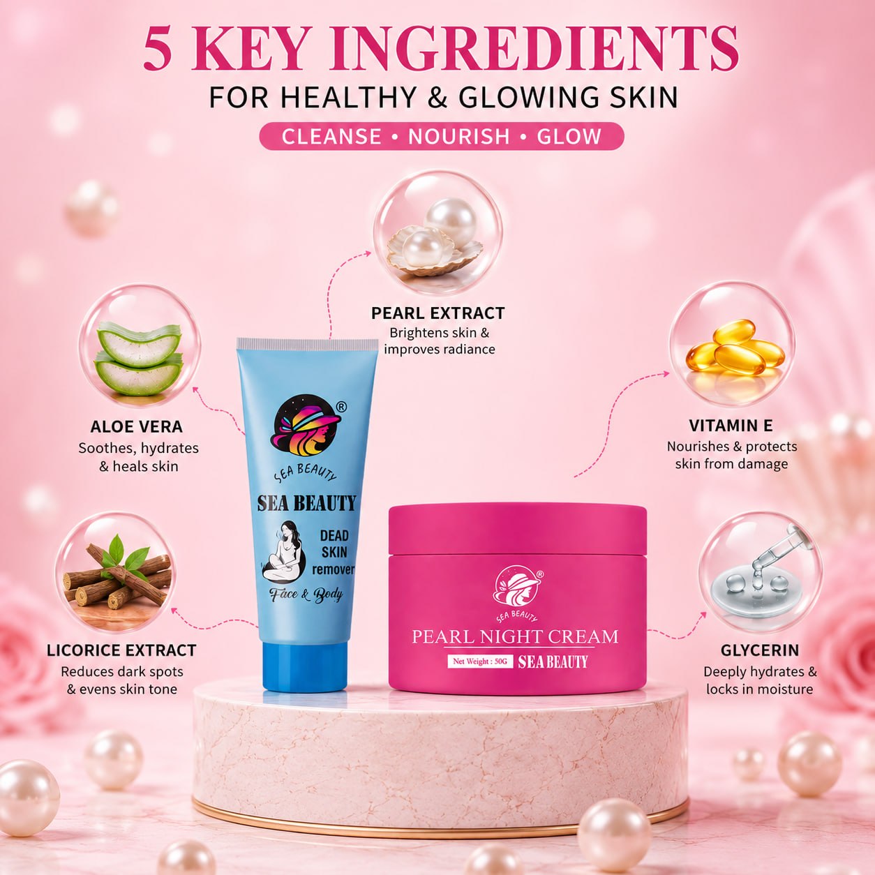 SEA BEAUTY COMBO OF 2PS(NIGHT CREAM + DEAD SKIN REMOVER )