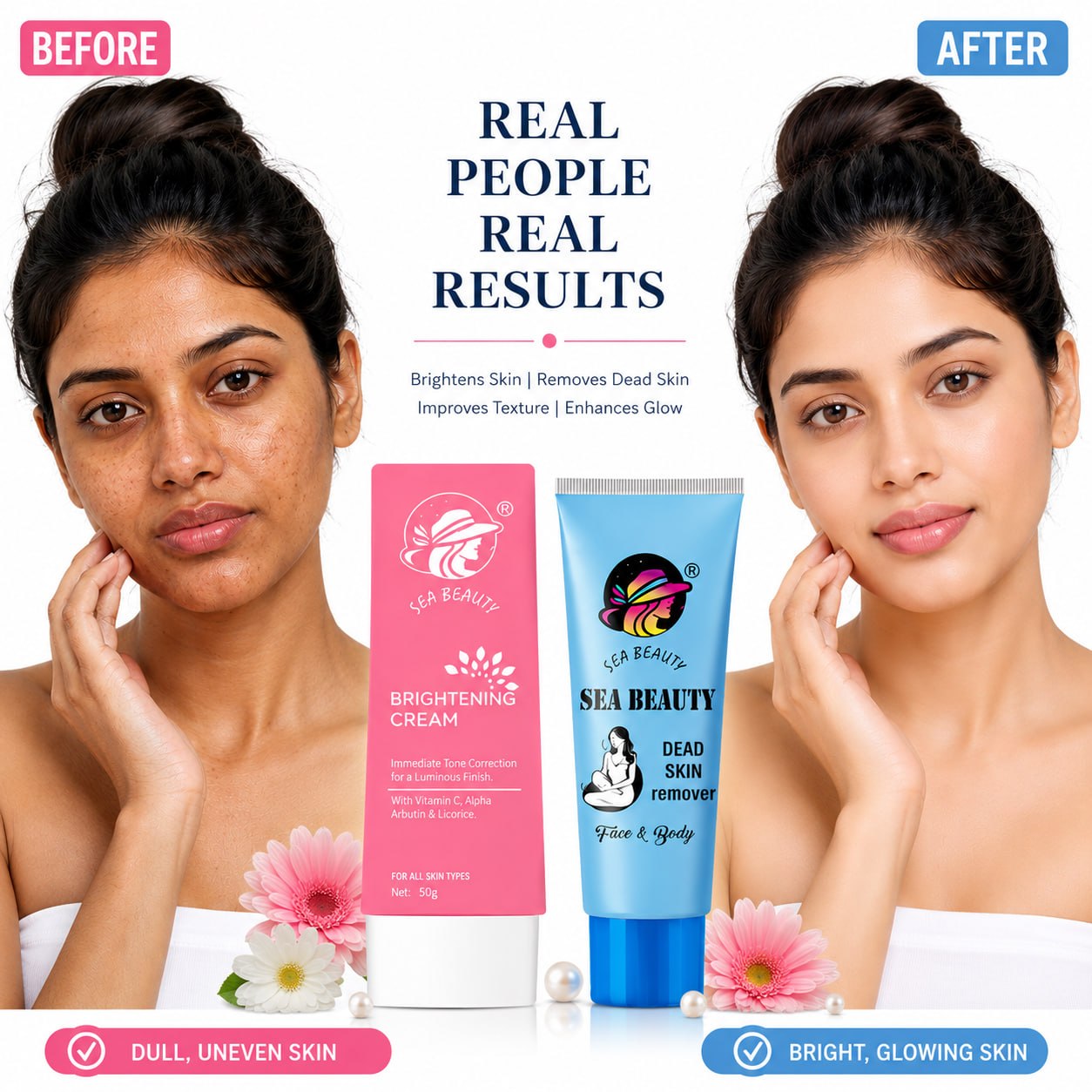 SEA BEAUTY COMBO OF 2PS (BRIGHTENING CREAM + DEAD SKIN REMOVER )