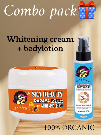 Sea beauty papaya whitening cream and whitening body lotion combo