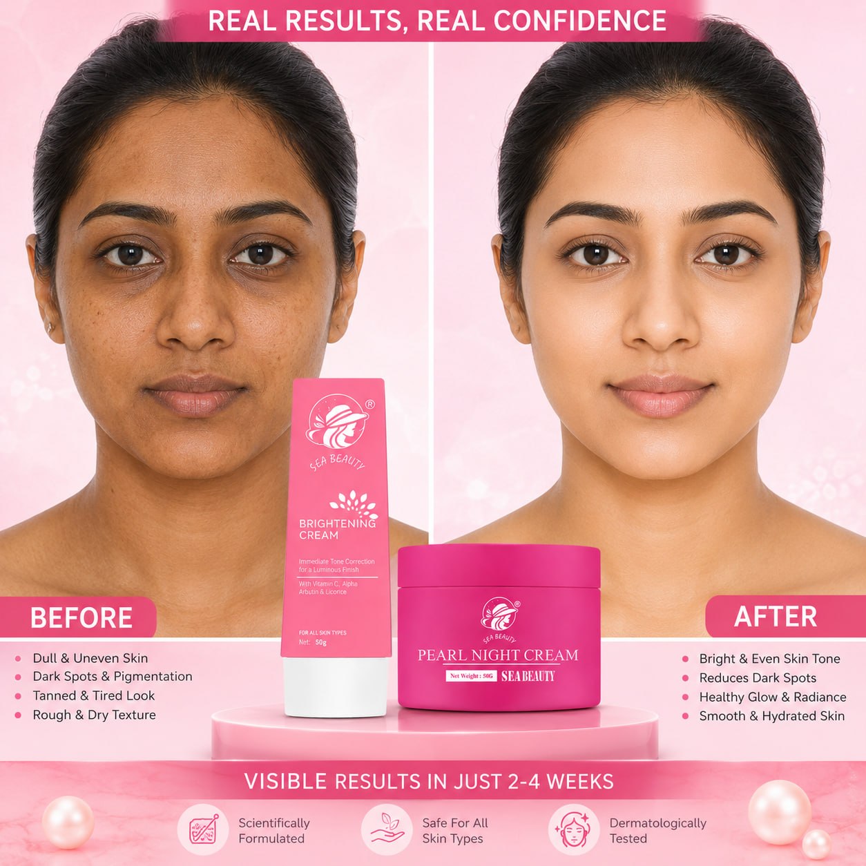 SEA BEAUTY COMBO OF 2PS (BRIGHTENING CREAM + NIGHT CREAM)